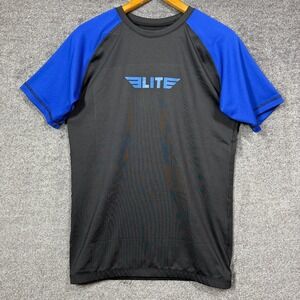 Elite Sports Mens Technical Fightwear Rash Guard Black Blue 2XL ETR710BU-2XL